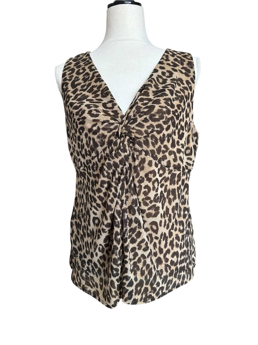 Ann Taylor Leopard-Print Twist-Front Camisole Top - Brown & Cream